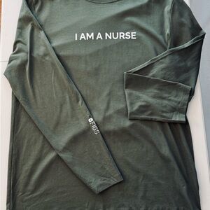 Figs Green 'I Am A Nurse' Long Sleeve Shirt